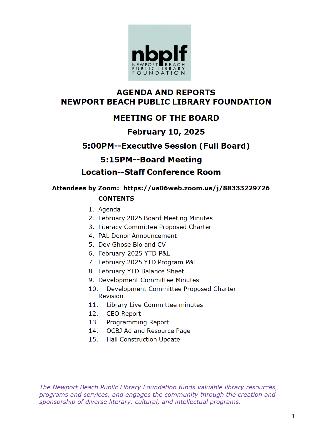 March 2025 Board Meeting Packet